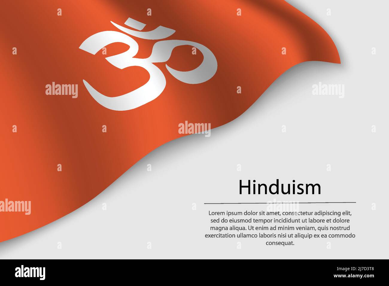 Wave flag of Hinduism is a religious symbol on white background. Banner or ribbon vector template Stock Vector
