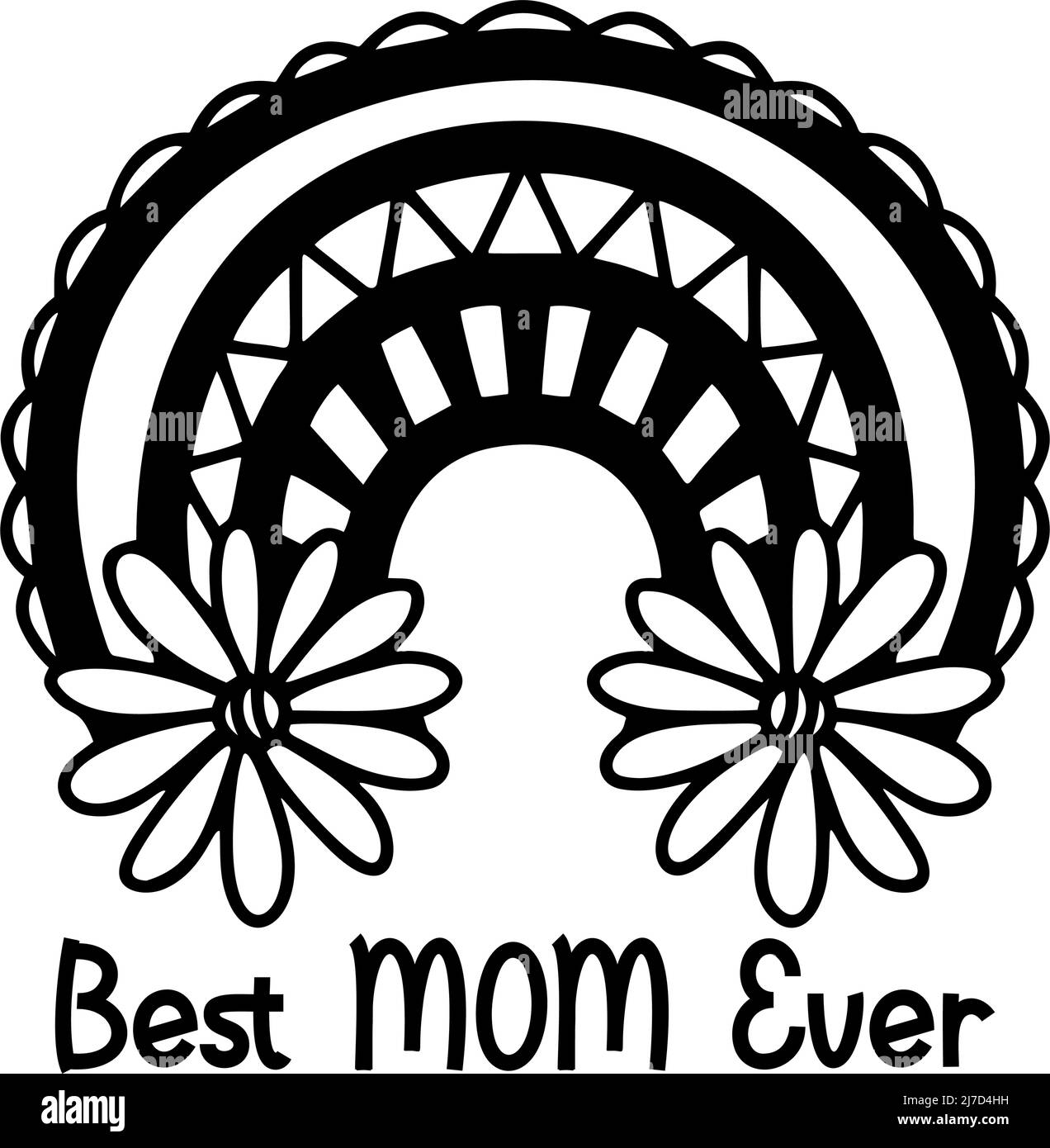 Best mom ever quote design with rainbow.. Mother Day postcard design. Stock Vector
