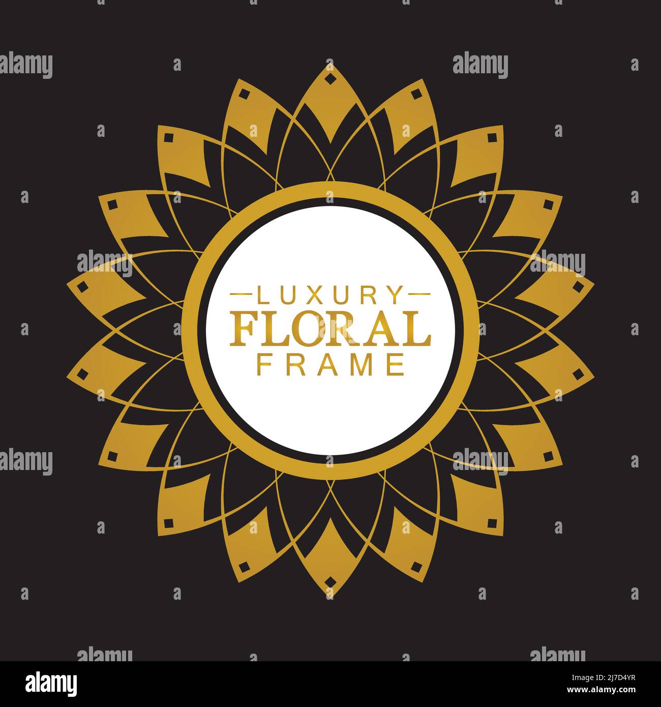 Gold ornamental round, Decorative art frame, Abstract vector floral ornament border, porcelain pattern design. Stock Vector