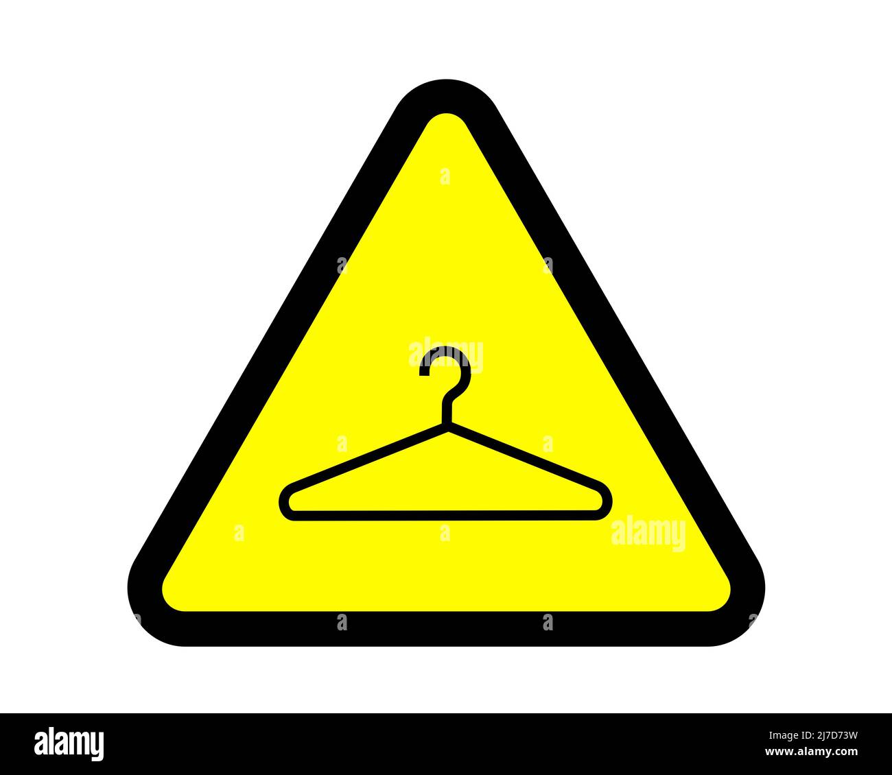 Warning sign with symbol of coat hanger - metaphor of danger and risk of risky and dangerous self induced abortion. Vector illustration isolated on wh Stock Photo