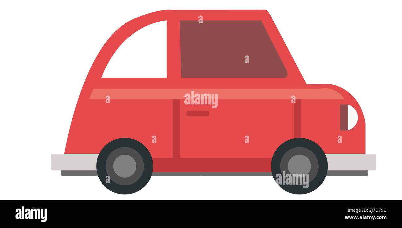 Red color Small Car and Taxi for 2d Cartoon Animation. Stock Photo