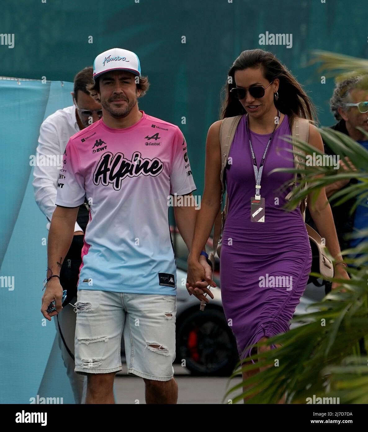 May 8th, 2022, Miami International Autodrome, Miami, FORMULA 1 CRYPTO MIAMI GRAND PRIX, in the picture Fernando Alonso (ESP), Alpine F1 Team with new girlfriend, the Servus TV presenter Andrea Schlager Stock