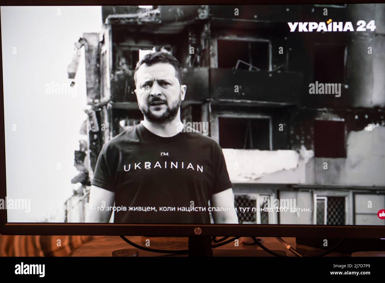 A screen grab of President of Ukraine Volodymyr Zelenskyy's address on ...