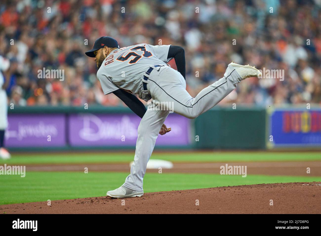 April 13 2022: Detroit pitcher Eduardo Rodriguez (57) throws a pitch during  the game with Boston Red Sox and Detroit Tigers held at Comercia Park in  Detroit Mi. David Seelig/Cal Sport Medi(Credit