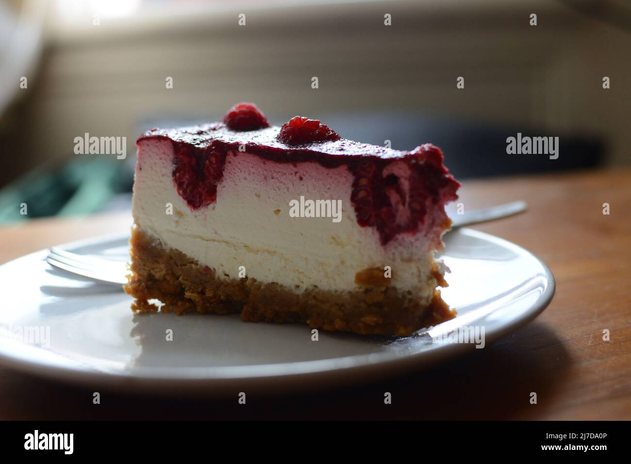 Raspberry Cheesecake Stock Photo