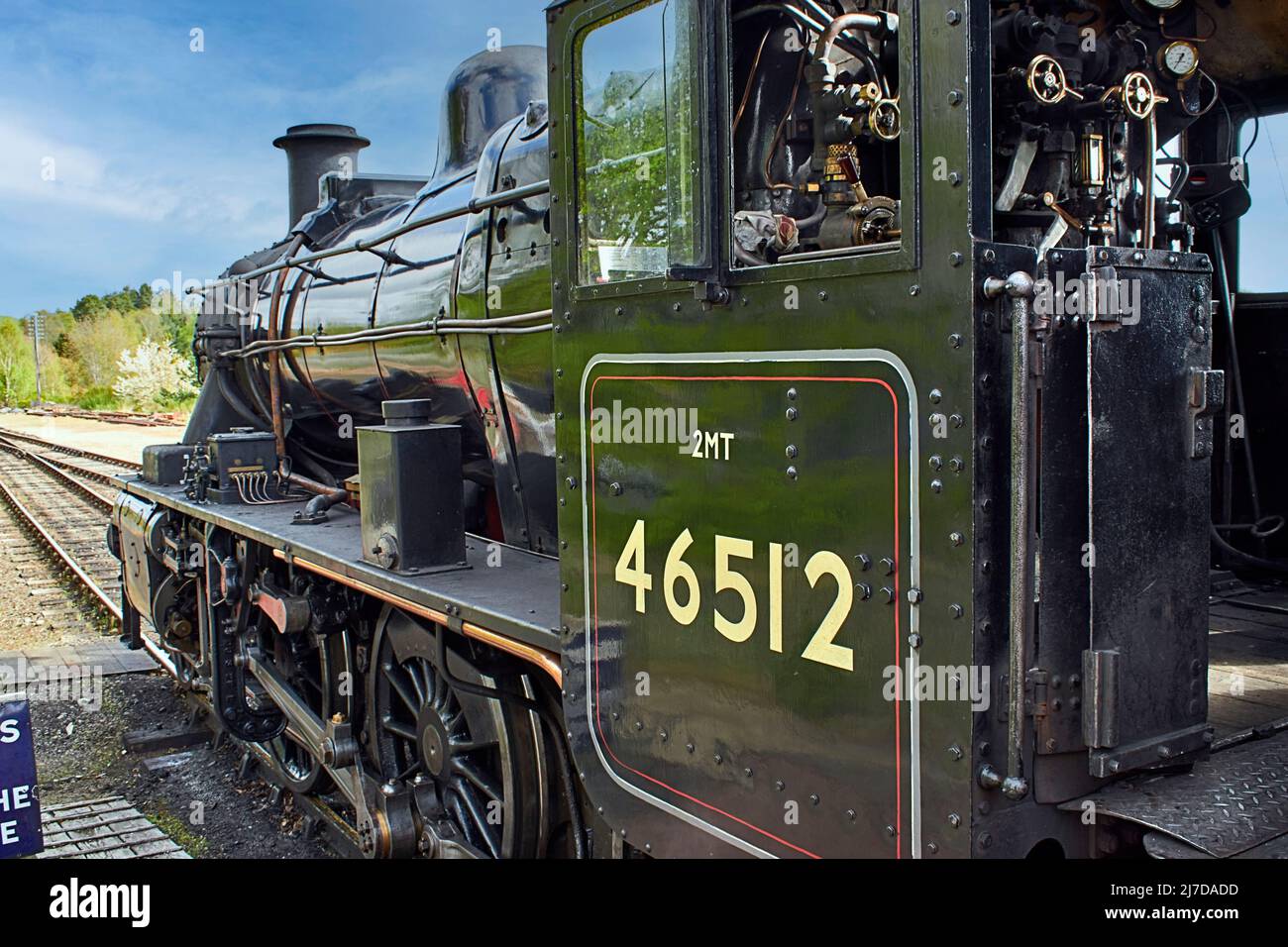 STRATHSPEY RAILWAY BOAT OF GARTEN STATION SCOTLAND STEAM TRAIN THE INTERIOR OF CAB Stock Photo