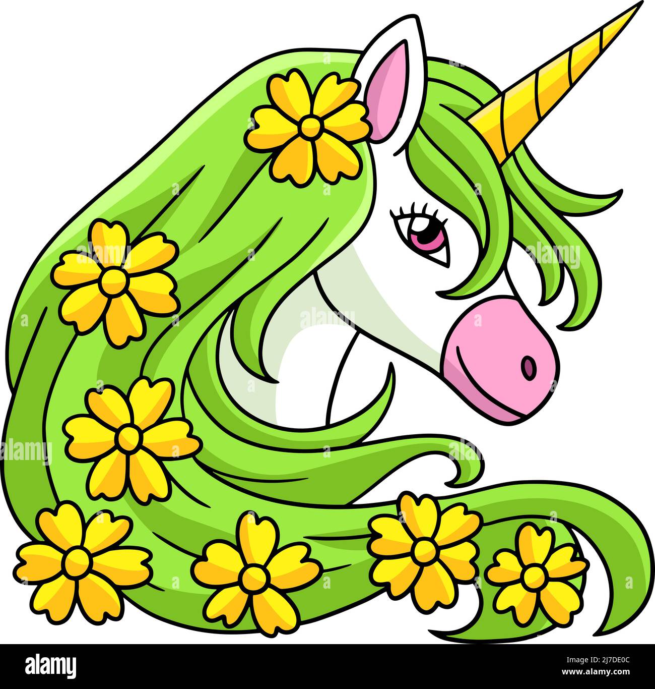 Unicorn Flower Cartoon Colored Clipart Stock Vector Image & Art Alamy