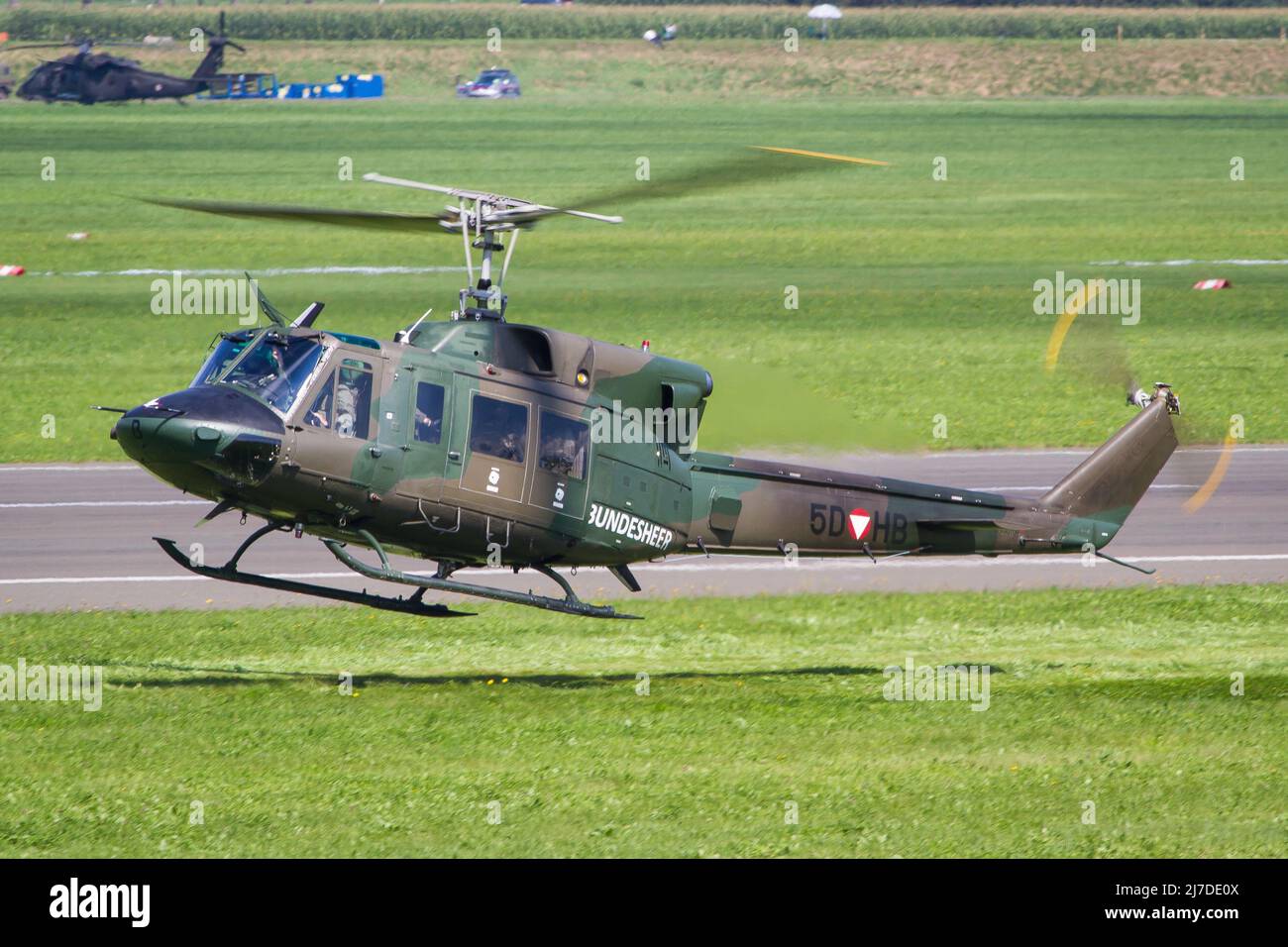 Austrian Air Force Bundesheer transport helicopter Bell 212 in the air Stock Photo