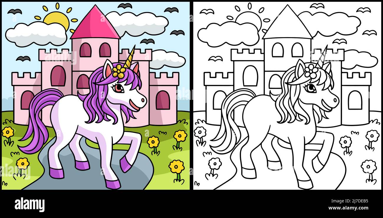 Unicorn Princess Coloring Page Illustration Stock Vector Image & Art