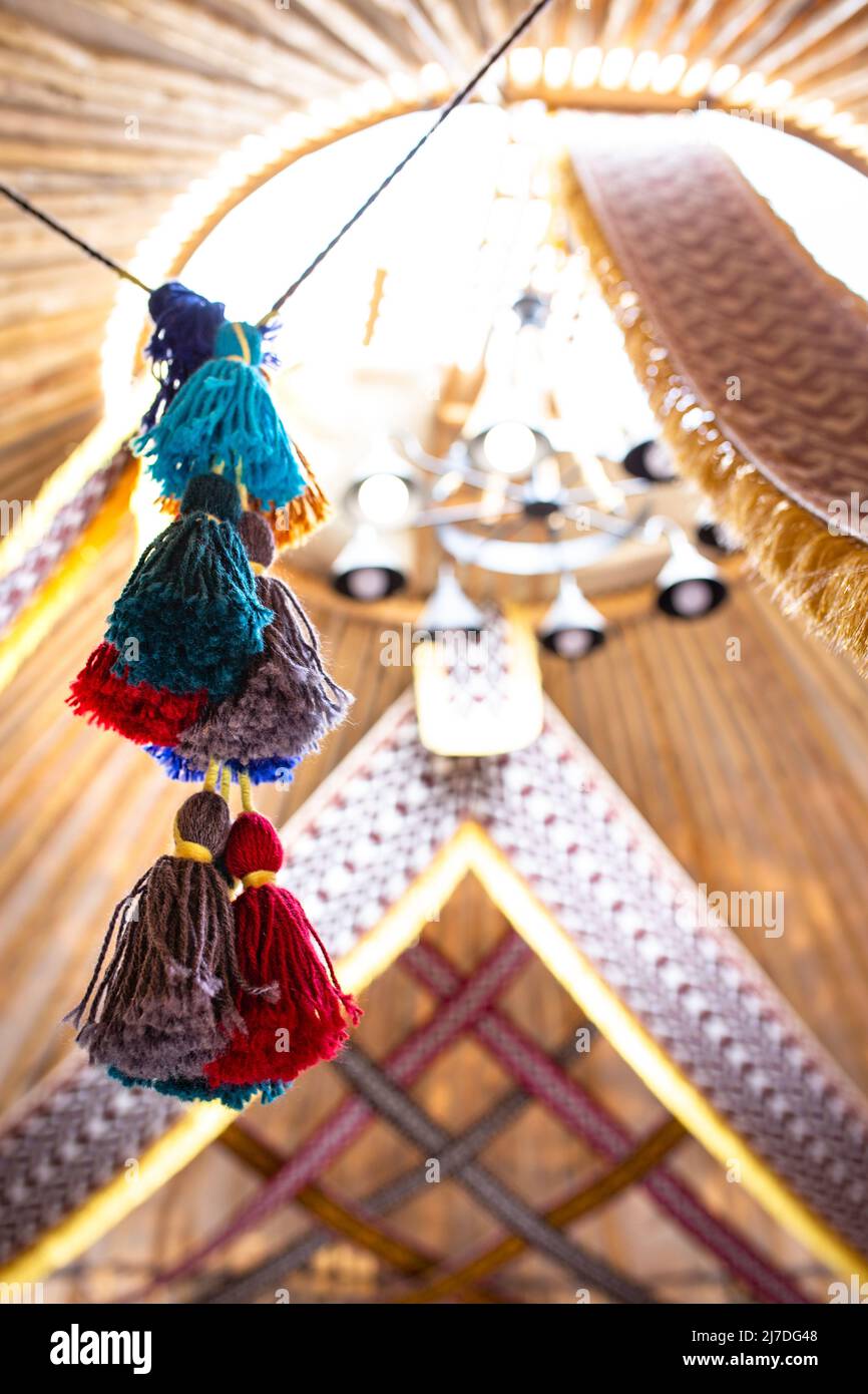 national Kazakh decorative elements in the yurt Stock Photo