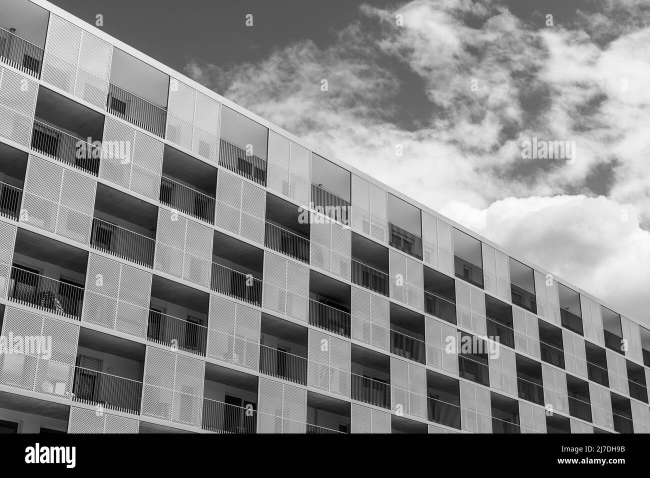 Modern metal facade on a new built apartment building in the smart city district in Graz, Austria Stock Photo