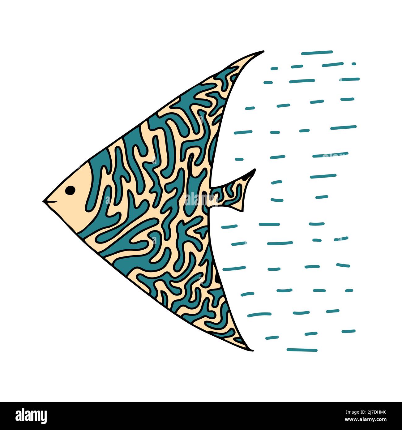 Stylized decorative fish in flat style Colorful modern simple fish for