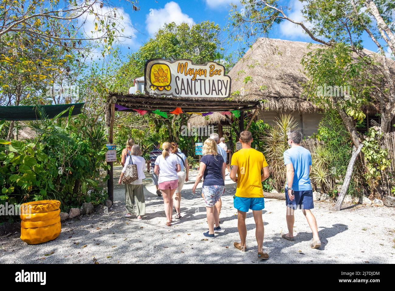Entrance gate to Mayan Bee Sanctuary, Carr Transversal, Cozumel, Quintana Roo, Mexico Stock Photo