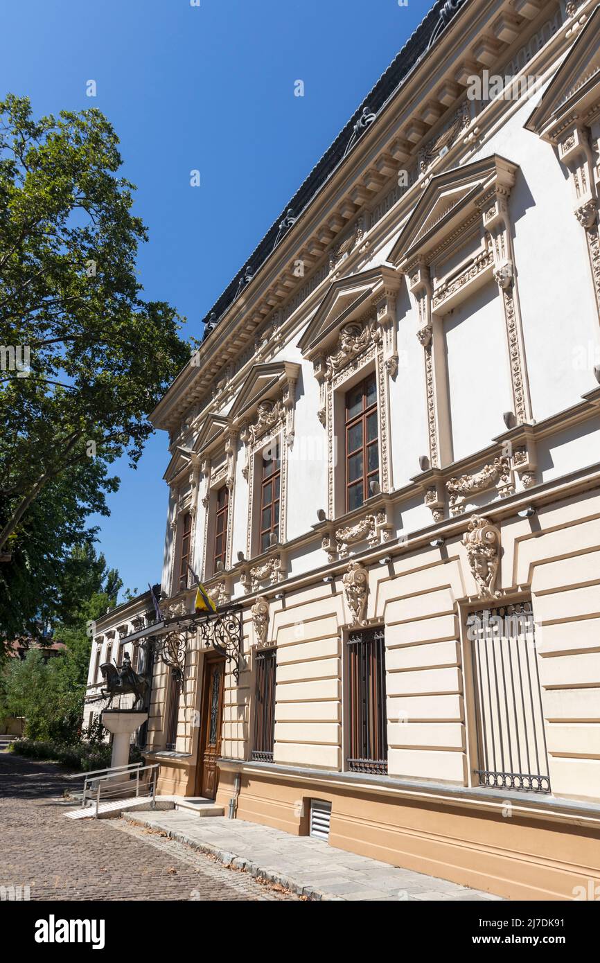 BUCHAREST, ROMANIA AUGUST 17, 2021 Typical street and building at