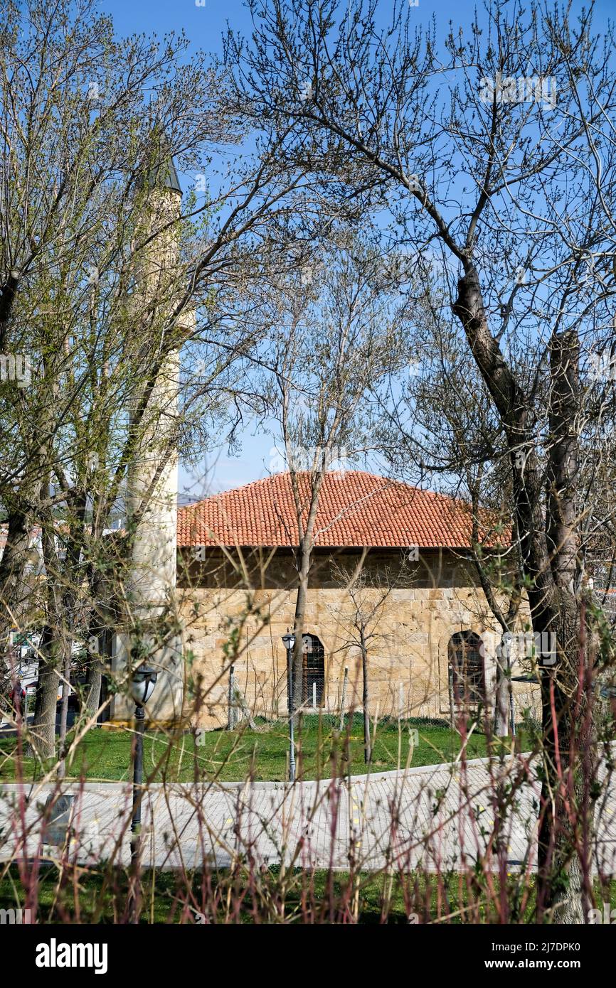 Kırşehir Alaaddin Kale mosque; built by Alaattin Keykubat in 1230; is located on the hill; which is thought to be a masonry called Kırşehir castle. Stock Photo