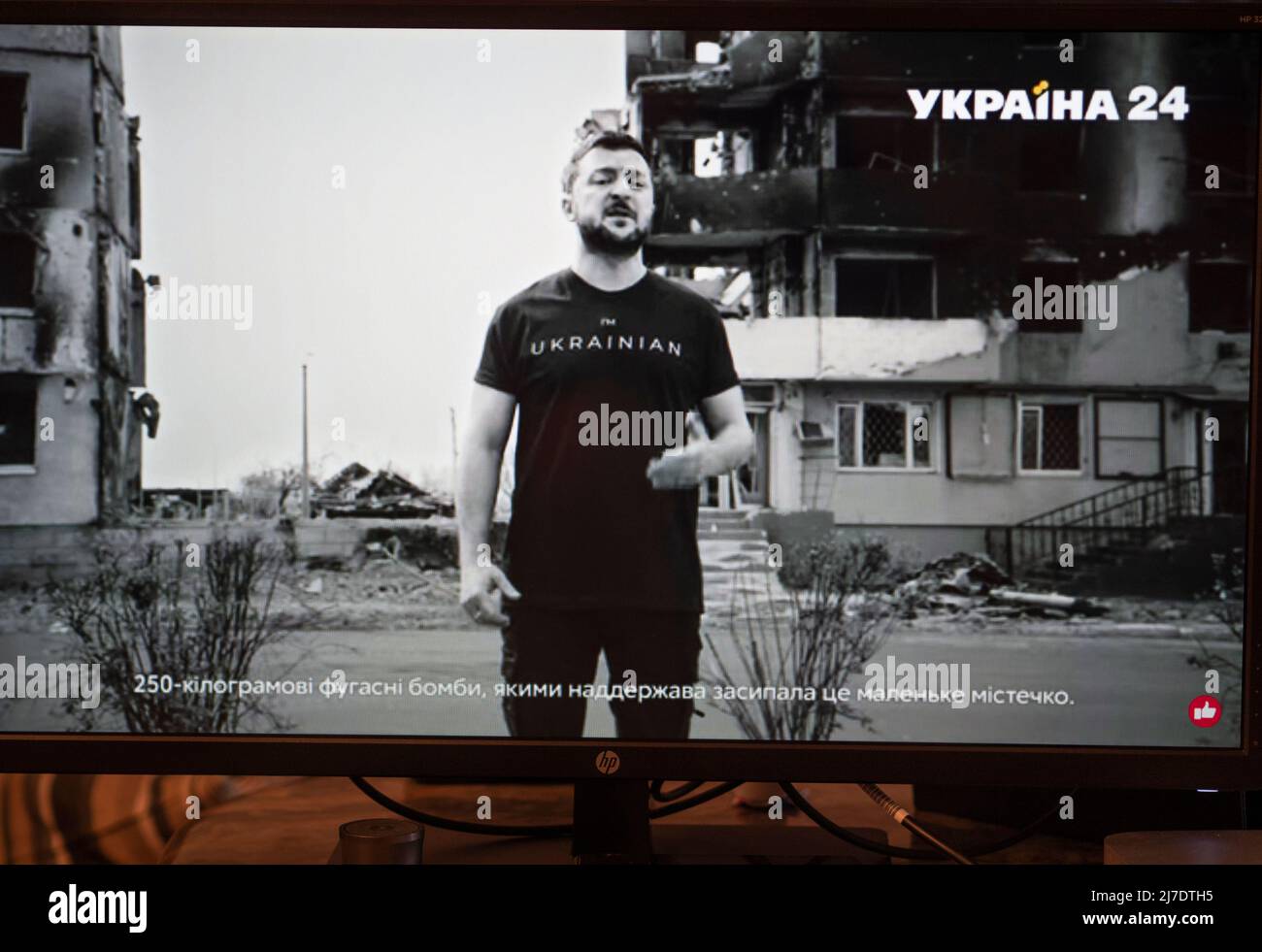 A screen grab of President of Ukraine Volodymyr Zelenskyy's address on ...