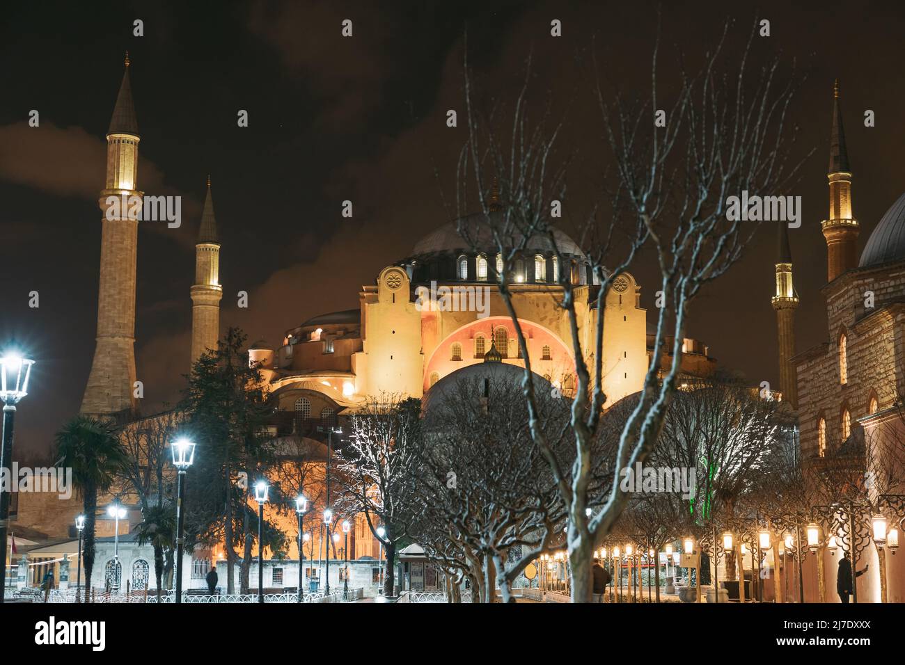Ayasofya or Hagia Sophia at night in winter. landmarks of Istanbul ...