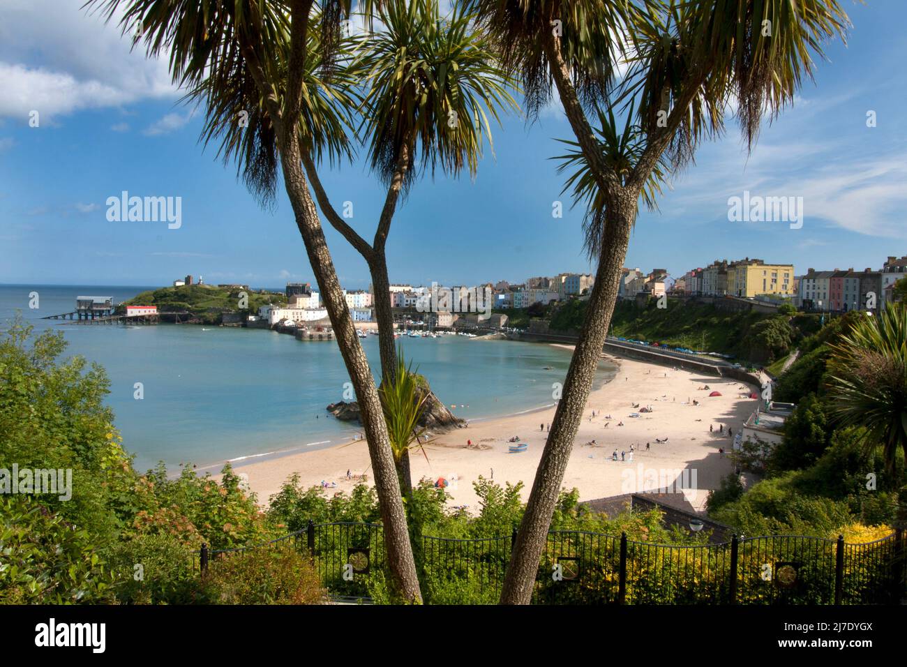 Looking down onto Tenby beach, Pembrokeshire, Wales, UK Stock Photo