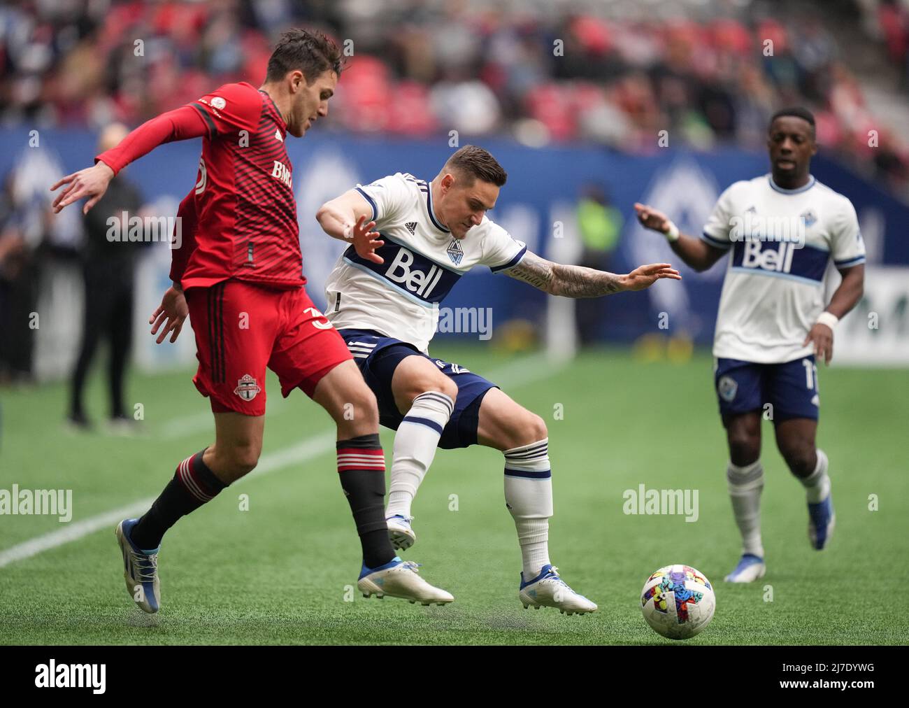 May 8, 2022, VANCOUVER, BC, CANADA: Vancouver Whitecaps goalkeeper Thomas  Hasal celebrates after stopping Toronto FC's Alejandro Pozuelo on a penalty  kick during the first half of an MLS soccer game in