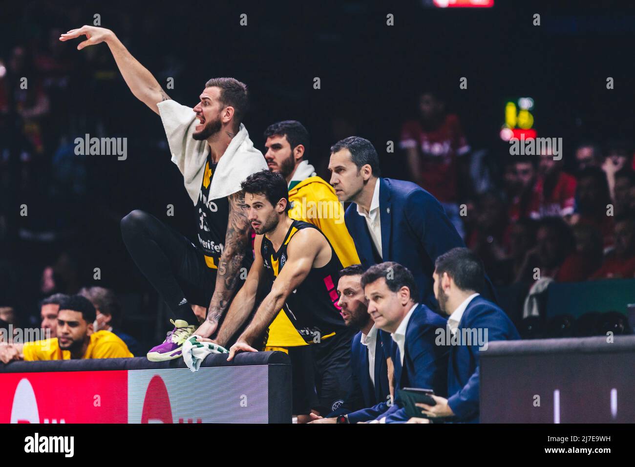 May 9, 2022, Bilbao, Basque Country, SPAIN: Lenovo Tenerife bench ...