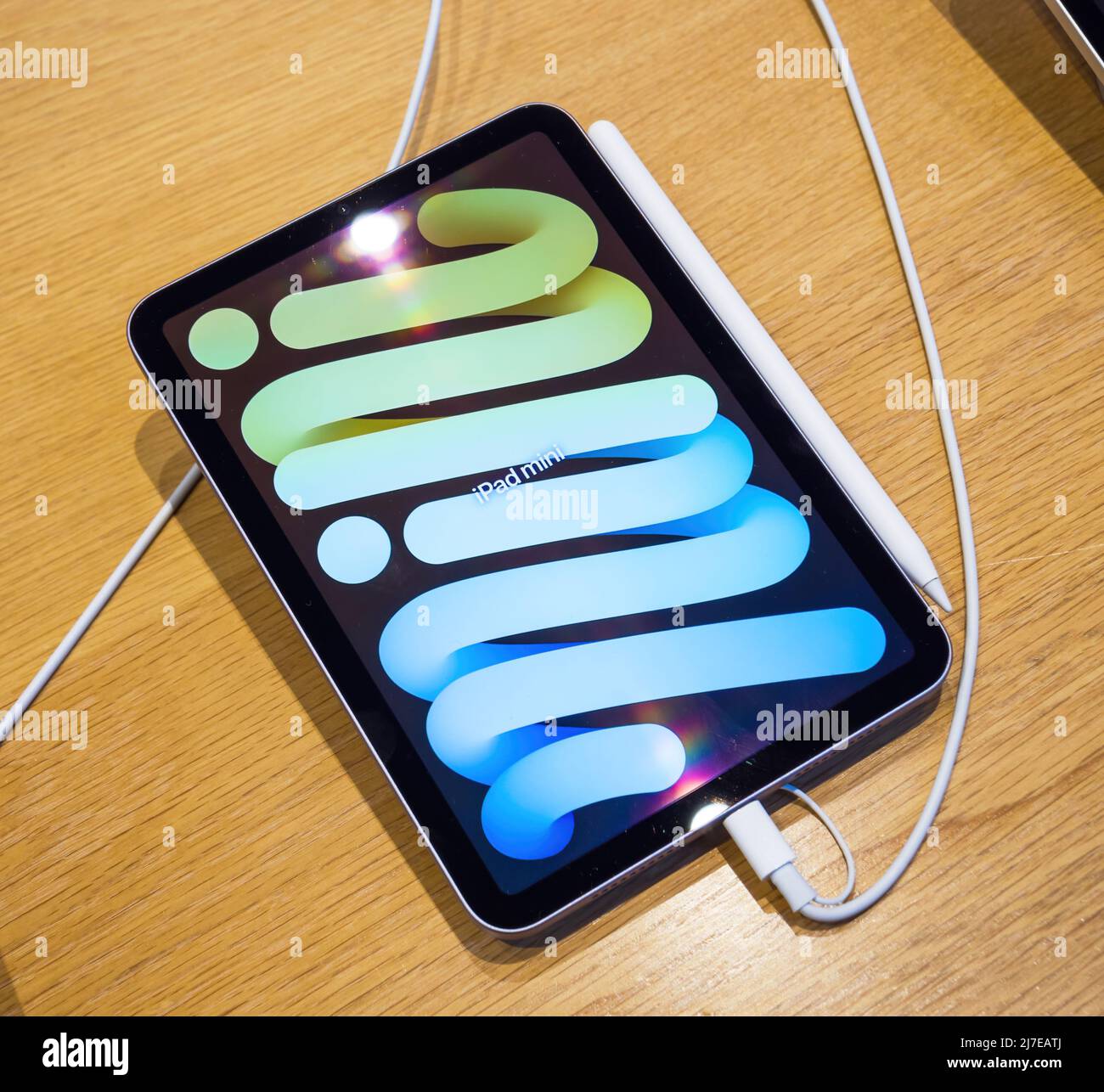 Paris, France Mar 11, 2021 Square image of new iPad mini Pro