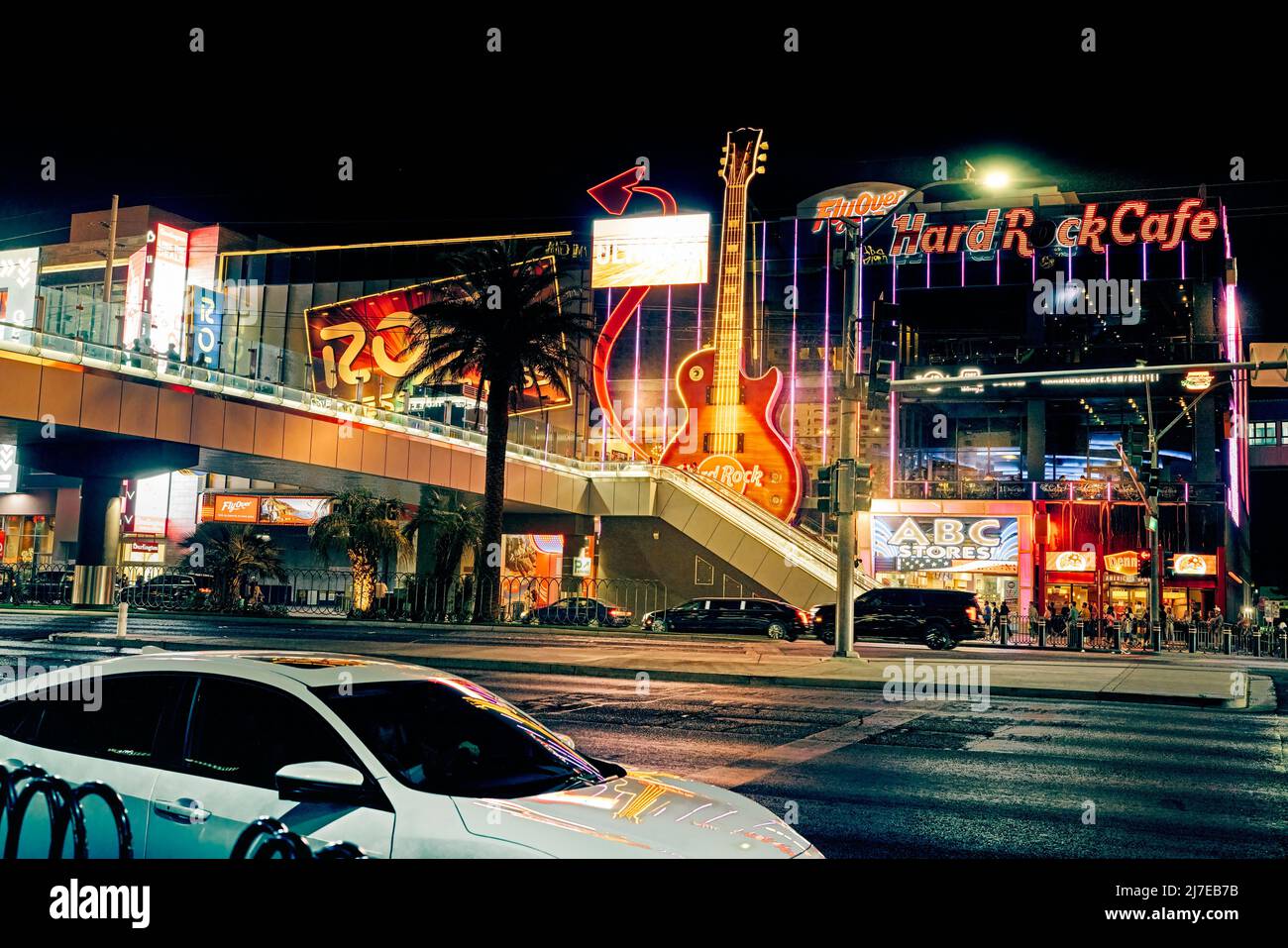 Las Vegas, Nevada, USA - May 4, 2022.  Las Vegas Strip at night. Street view, hotels, traffic, city life. Stock Photo