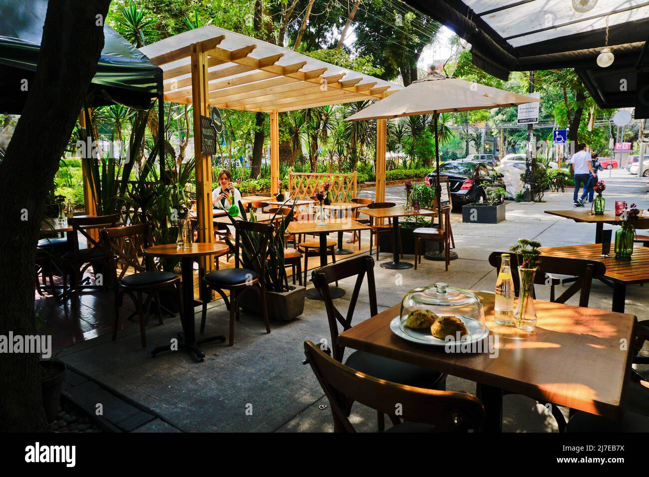 Perfida Bistro Cafe in the Colonia Condesa neighborhood of Mexico City, Mexico. Stock Photo