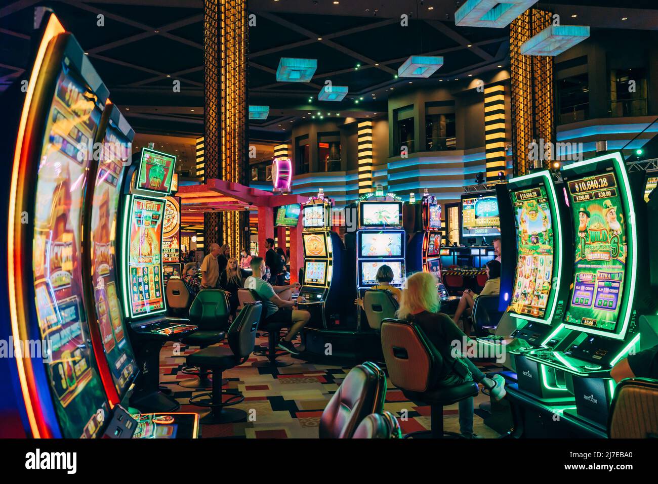 Las Vegas, Nevada, USA - May 4, 2022.   Las Vegas Casino interior, and people Stock Photo