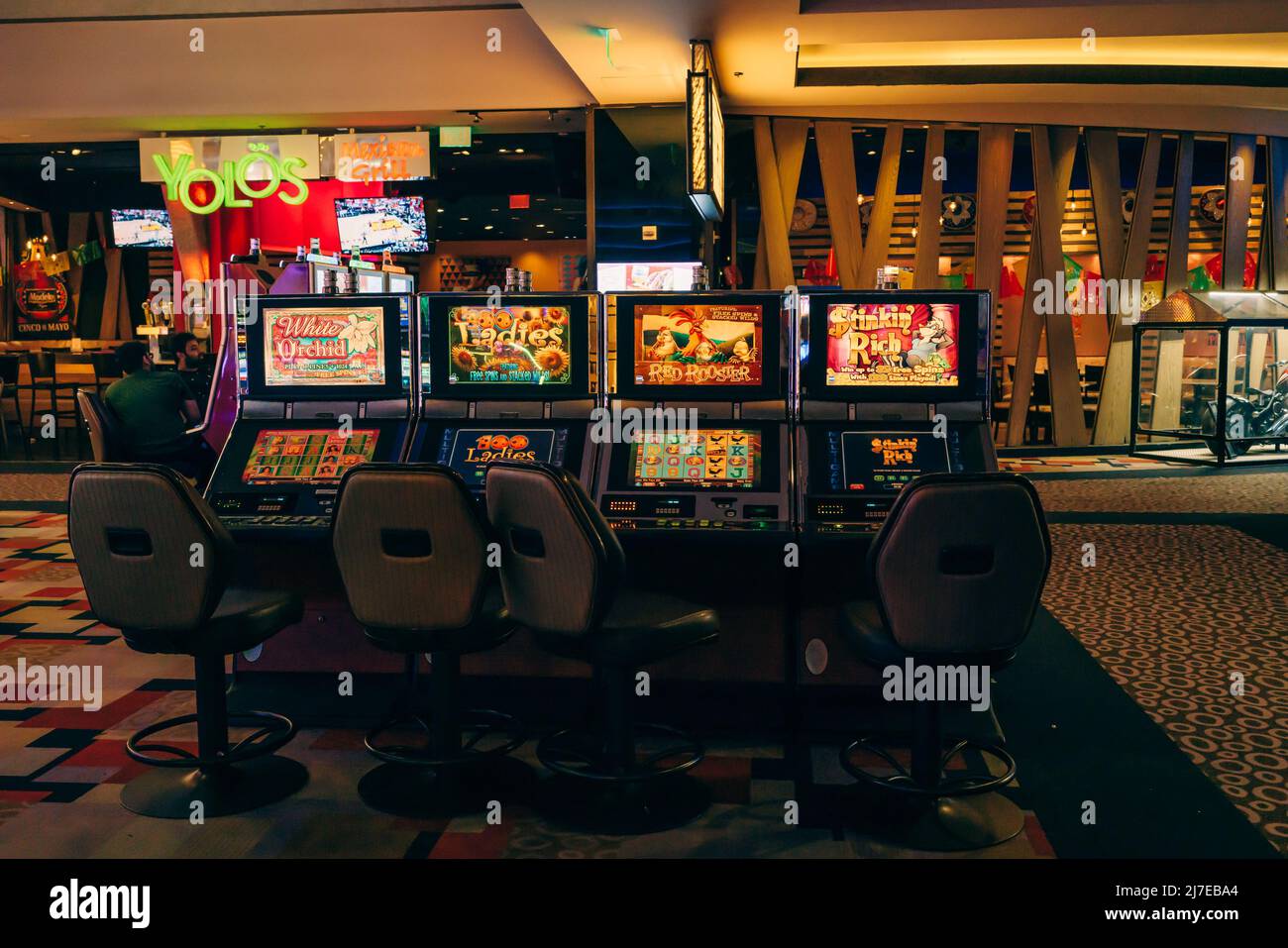 Las Vegas, Nevada, USA - May 4, 2022.   Las Vegas Casino interior, and people Stock Photo