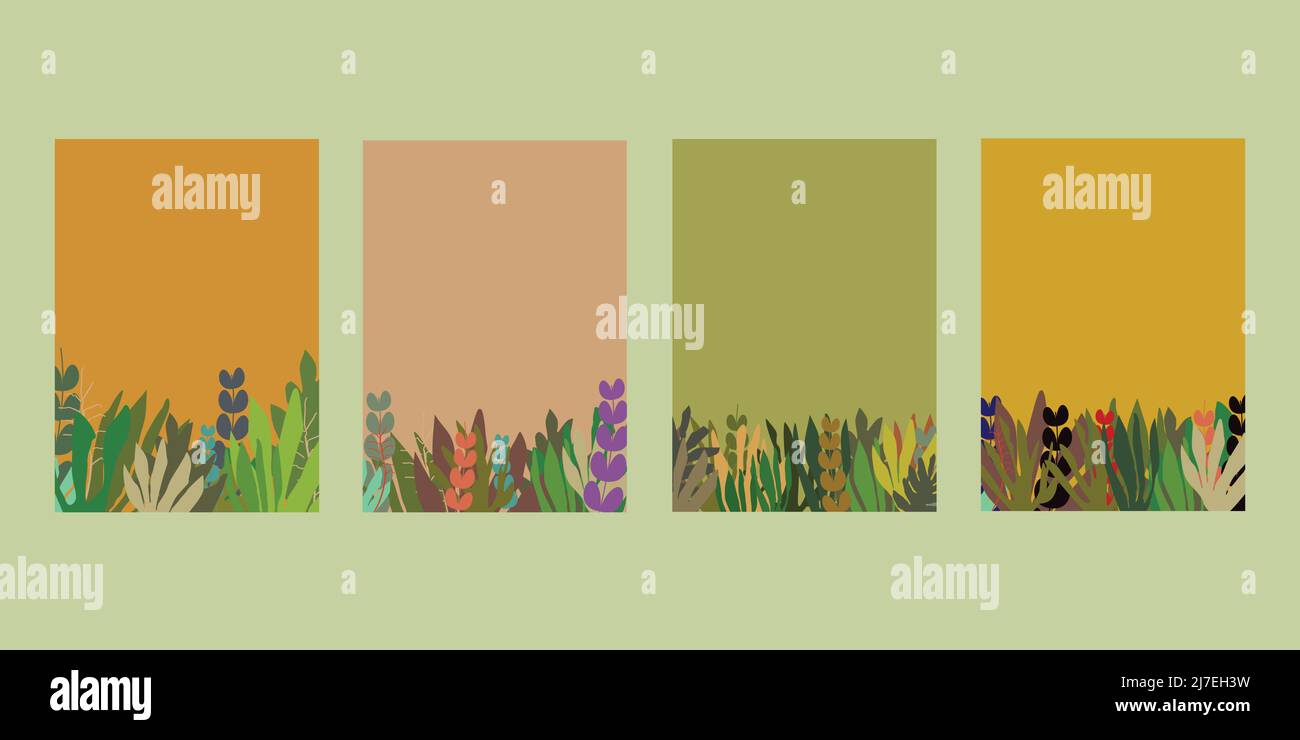 Leaf Foliage Stem Plant Pattern Background. Stock Vector