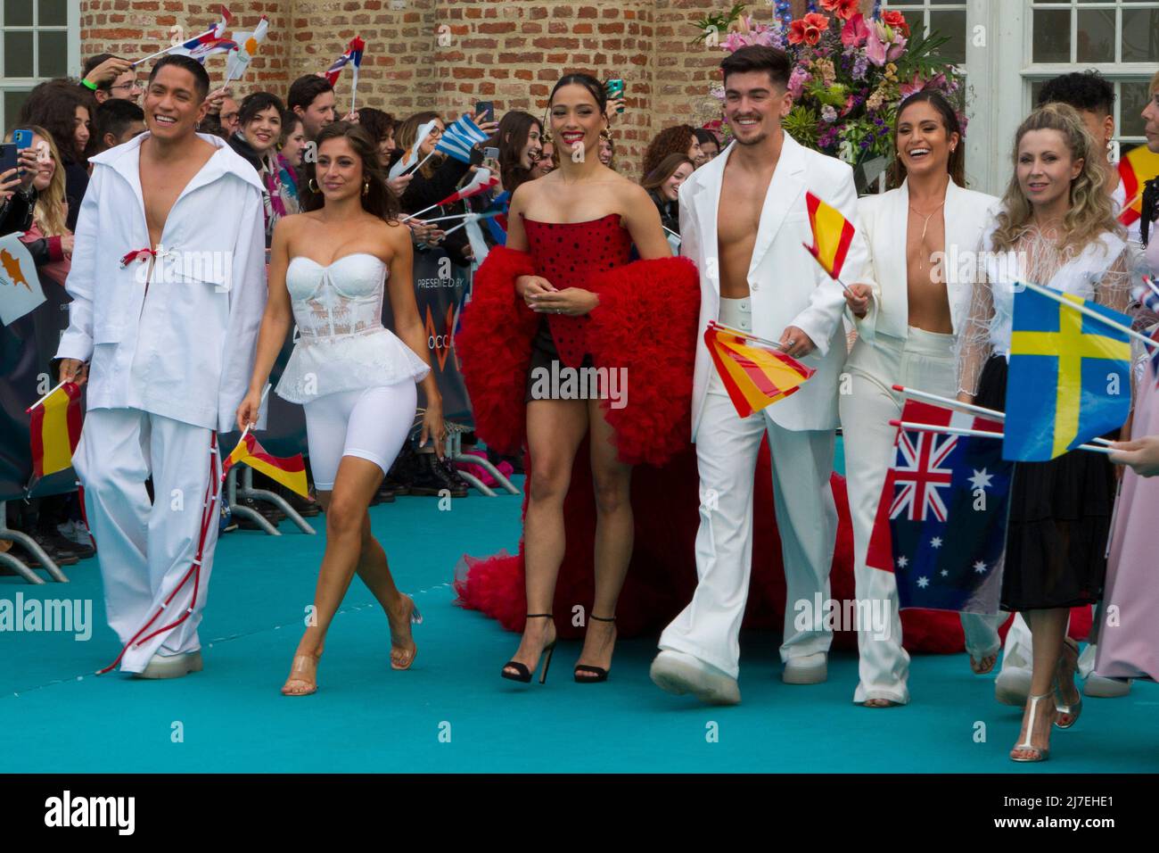 Turin, Italy. 08th May 2022. Spanish delegation with singer Chanel (Chanel  Terrero) arrives at Opening Event of Eurovision Song ContestCREDIT: Marco  Destefanis / Alamy live news Stock Photo - Alamy