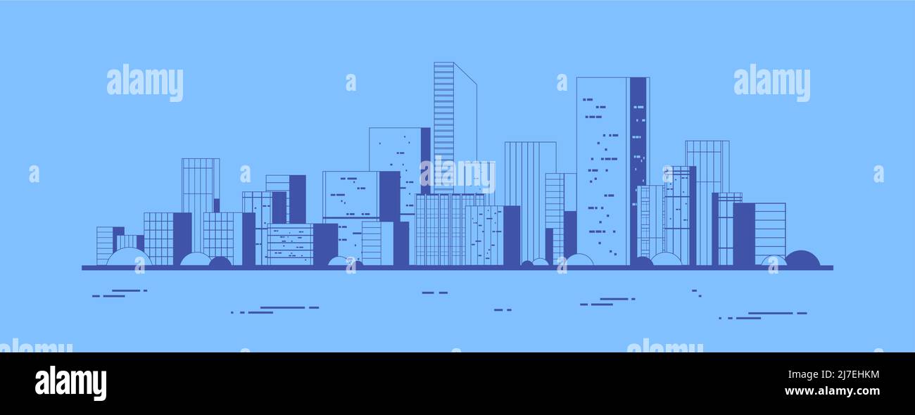modern city view skyscraper cityscape background urban life thin line ...