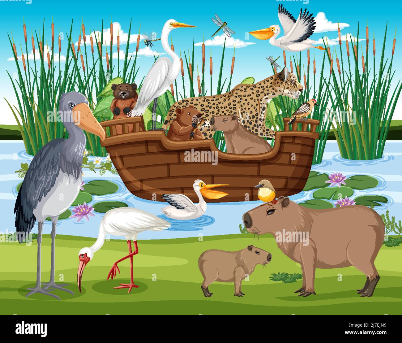 Forest scene with wild animals illustration Stock Vector Image & Art ...