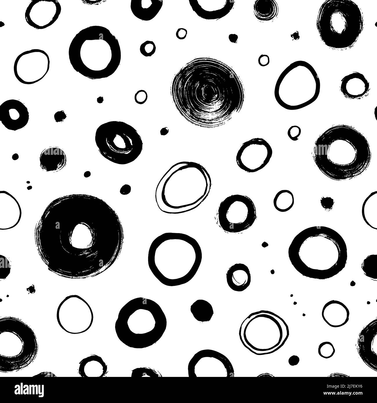 Hand drawn black grunge circles seamless pattern Stock Vector Image ...