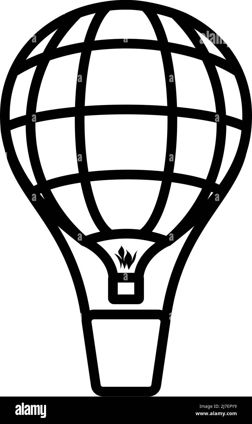 Icon Of Hot Air Balloon. Bold outline design with editable stroke width. Vector Illustration. Stock Vector