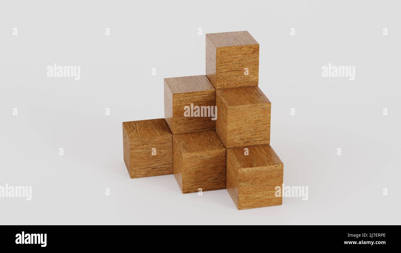 Stack of wooden cube block with empty space for put alphabet on top ...