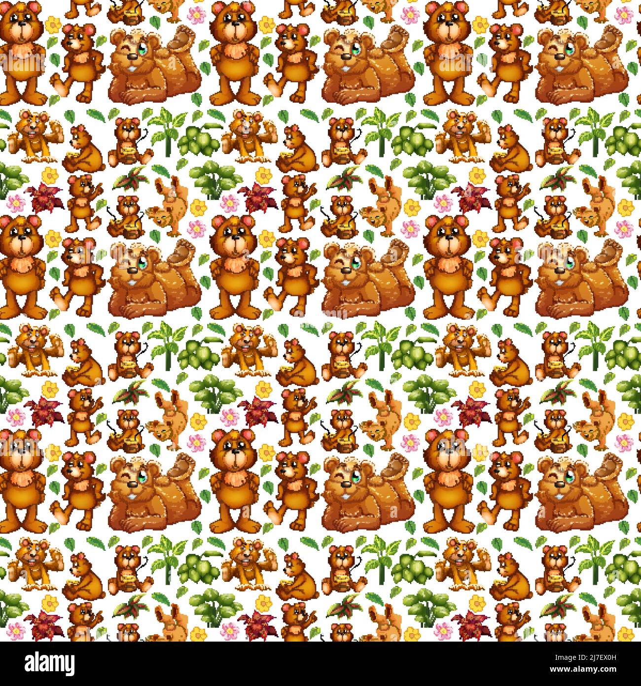 Cute animals cartoon seamless background illustration Stock Vector ...