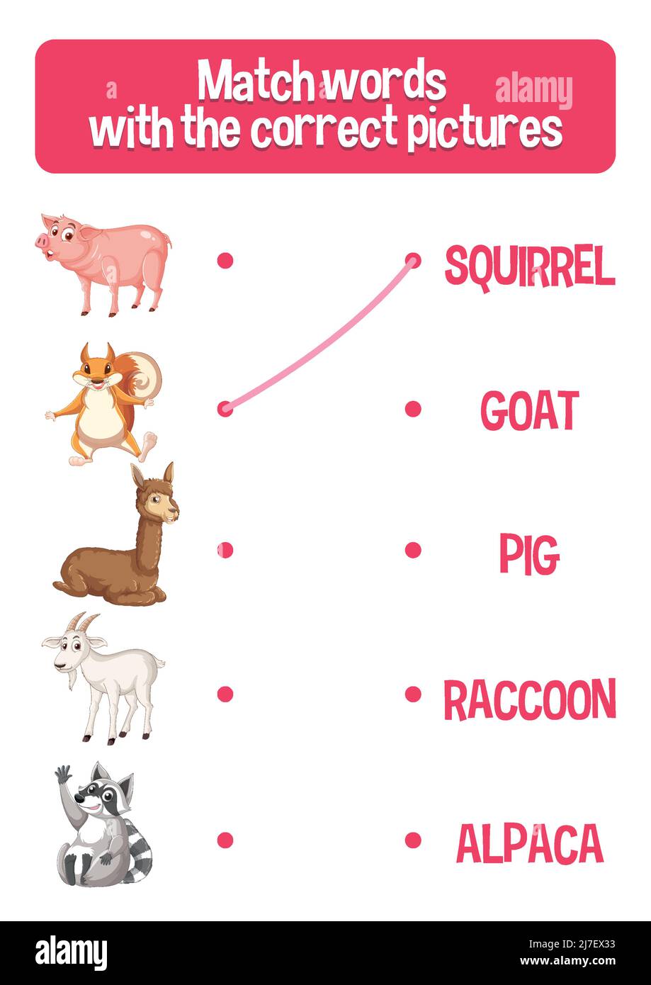 Worksheet design for matching words illustration Stock Vector Image & Art Alamy