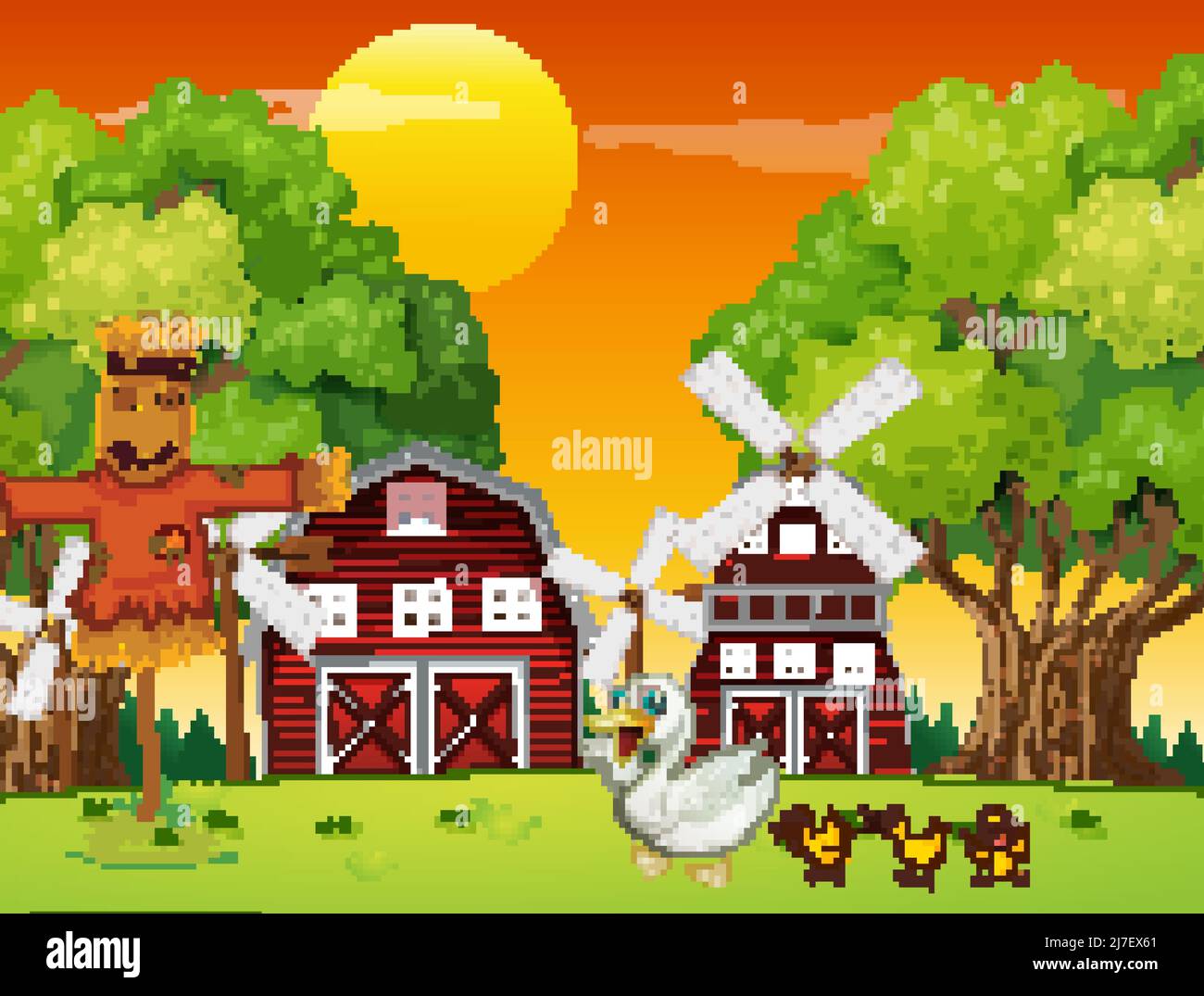 Animals in farm landscape illustration Stock Vector Image & Art - Alamy