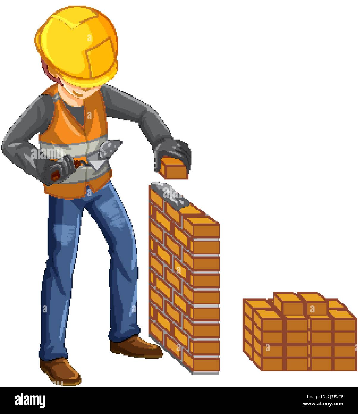 Construction worker cartoon character illustration Stock Vector Image ...