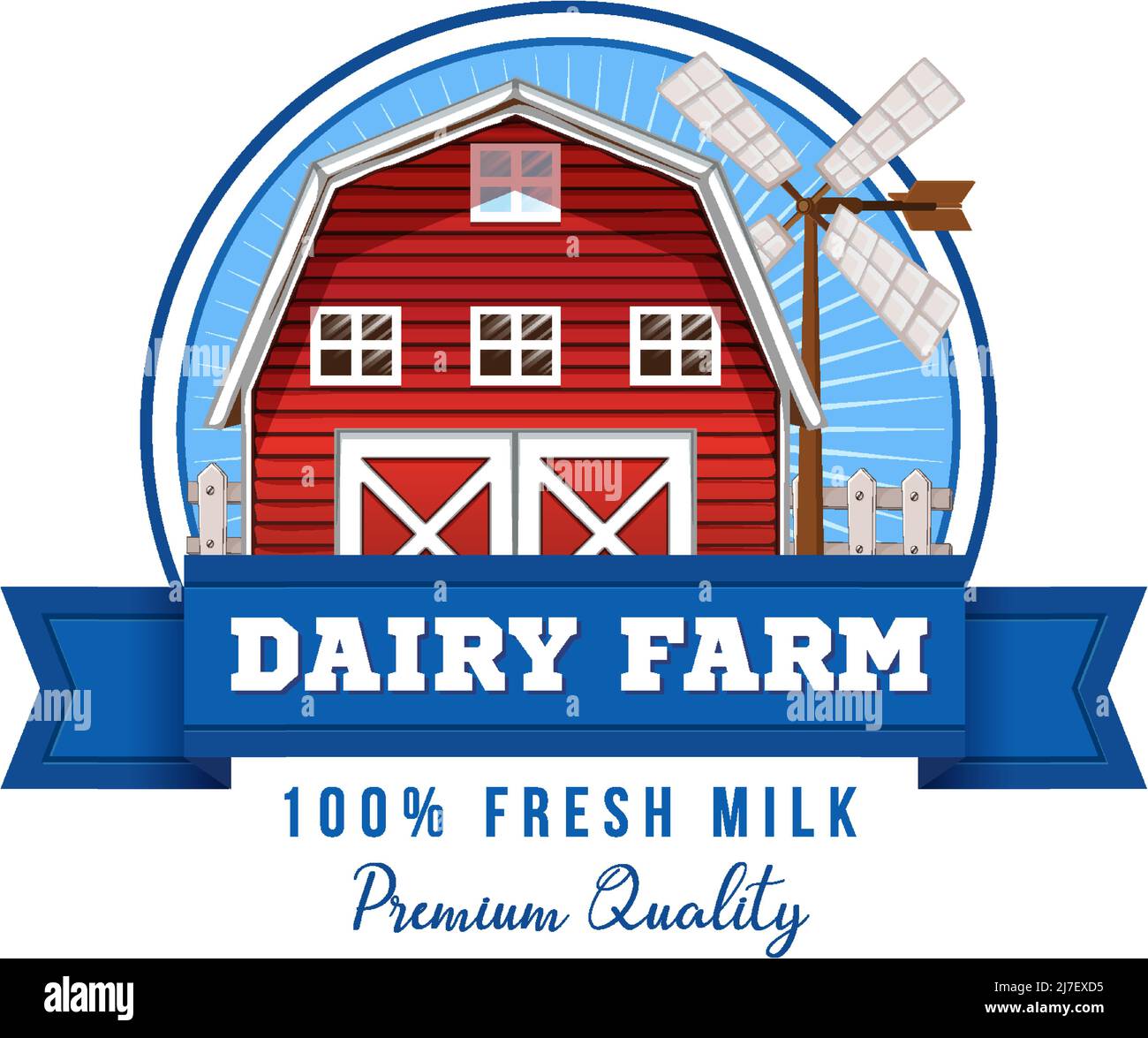 Dairy Farm label with barn cartoon illustration Stock Vector Image ...
