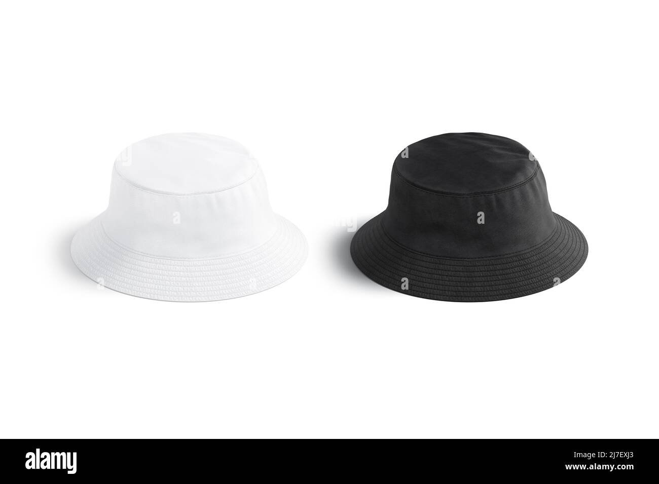 Blank black and white bucket hat mockup, front view Stock Photo