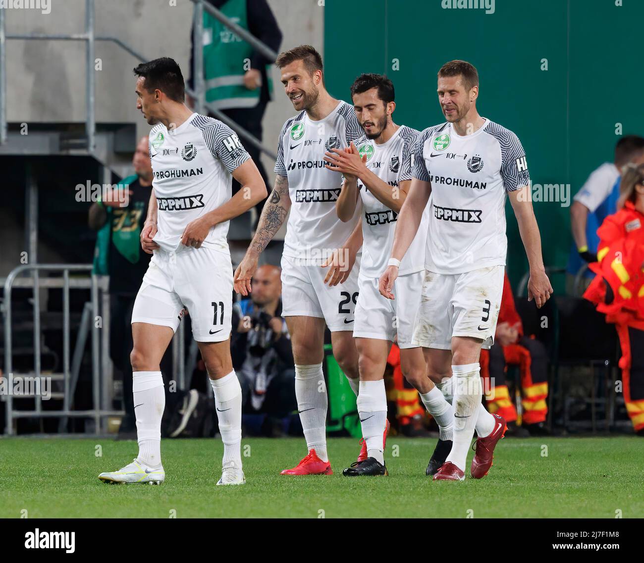 BUDAPEST, HUNGARY - FEBRUARY 15: (r-l) Kenneth Otigba of