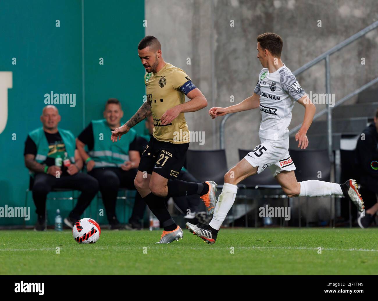 BUDAPEST, HUNGARY - MAY 27: (r-l) Endre Botka of Ferencvarosi TC