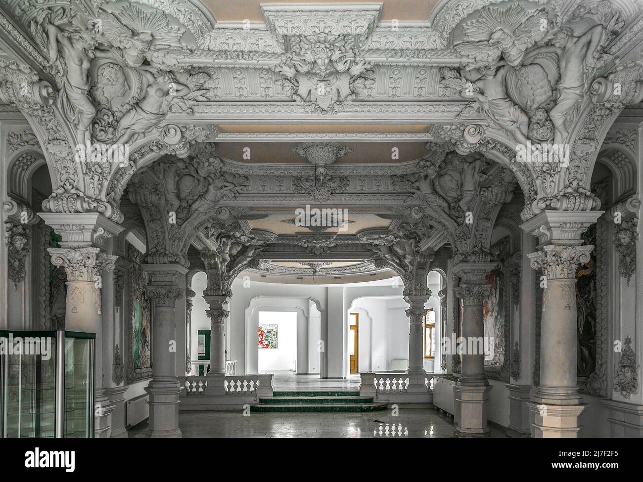 Halle S Geiststraße 40 ehem Café Hohenzollern 1889-90 von Albert und Ernst Giese Stuckaturen Ansicht von der Straße Stock Photo