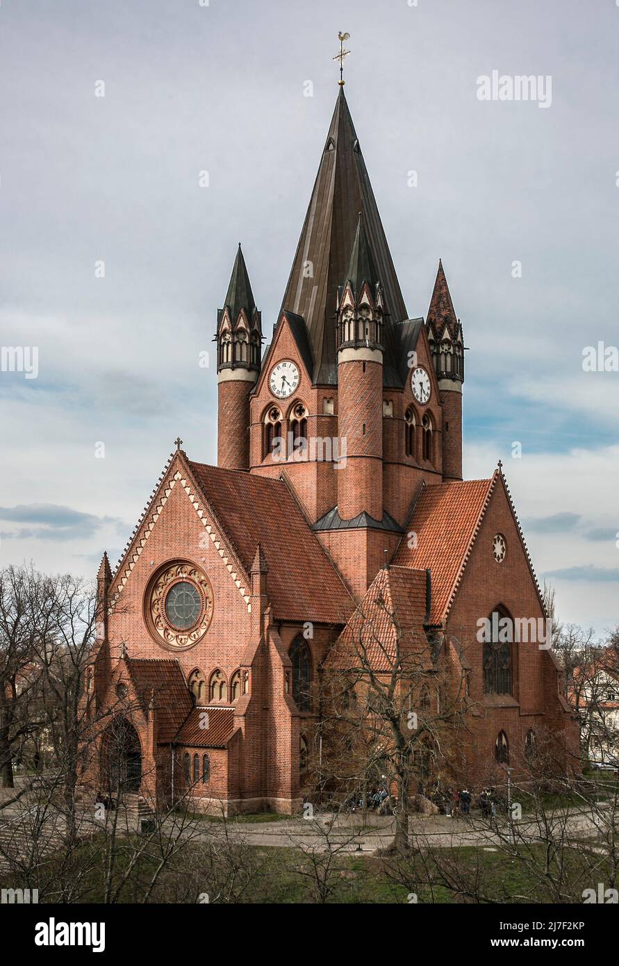 Halle S Rathenauplatz Pauluskirche Bildnr 1488 erbaut 1900-03 von Paul Richard Schultze u a Ansicht v Süden Stock Photo