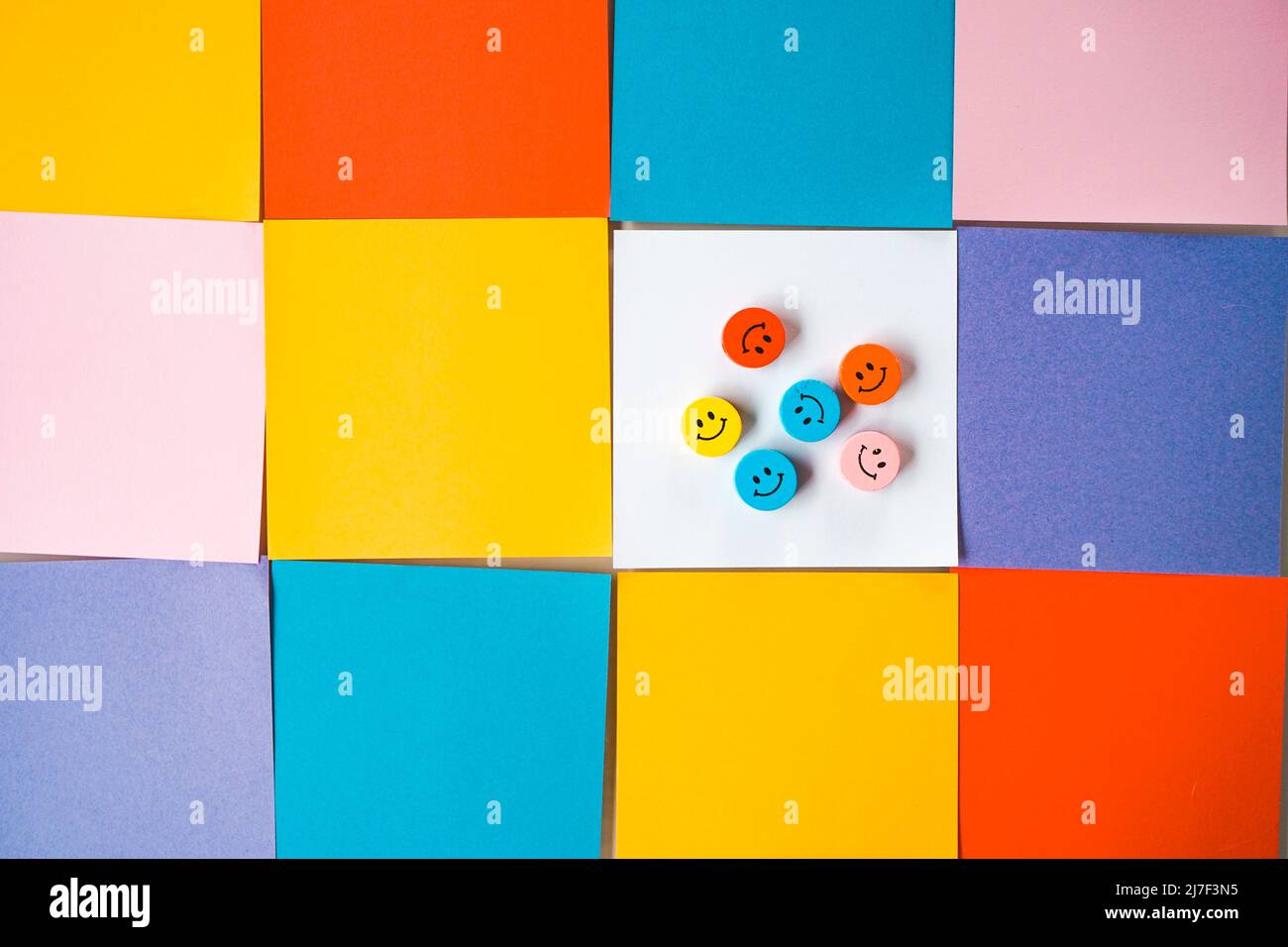 Conceptual image about a friends or co-workers meeting in an empty multi colored organizated calendar Stock Photo