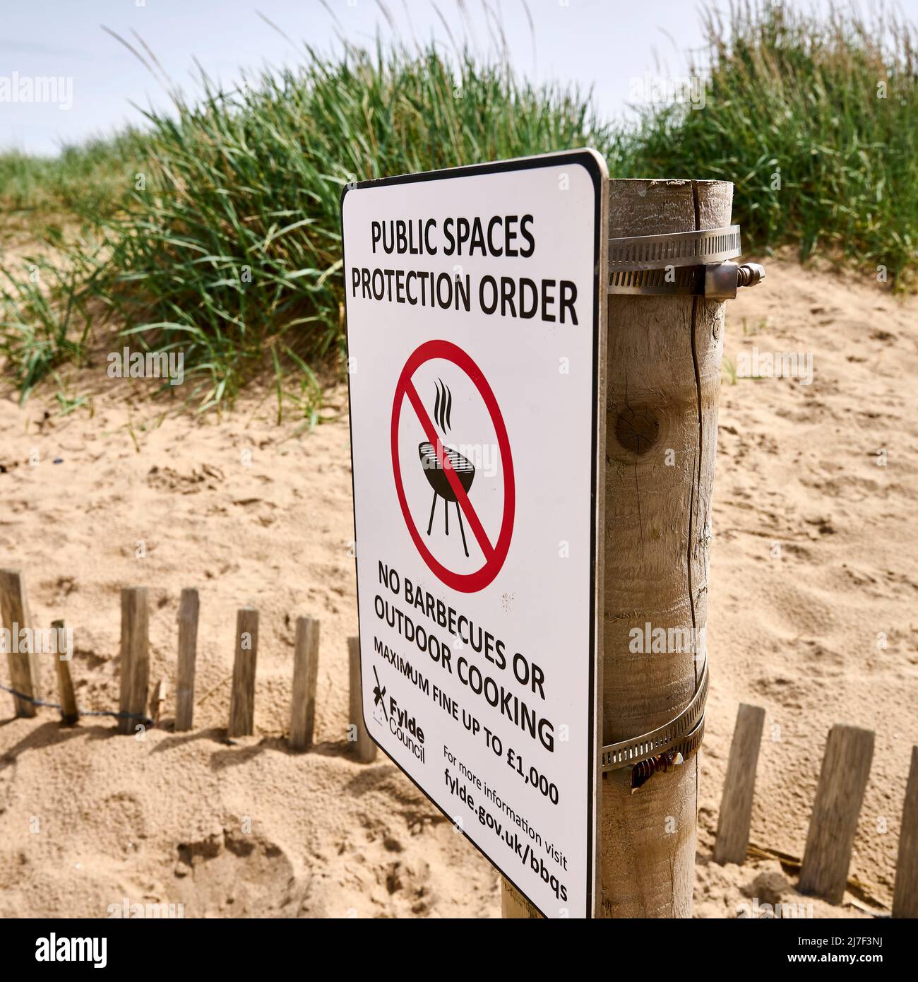 Public places protection order on Fylde sand dunes Stock Photo
