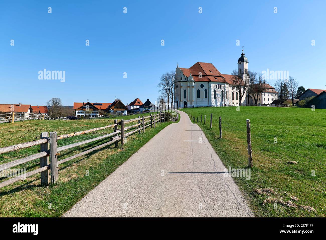 Germany Bavaria Romantic Road. The Pilgrimage Church of Wies (Wieskirche) Stock Photo