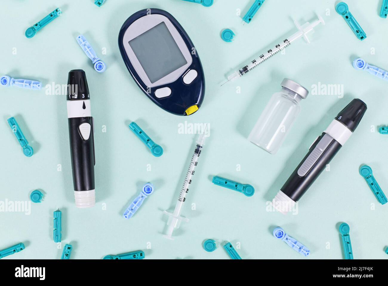 Diabetes treatment equipment with blood glucose sugar meter, lancets